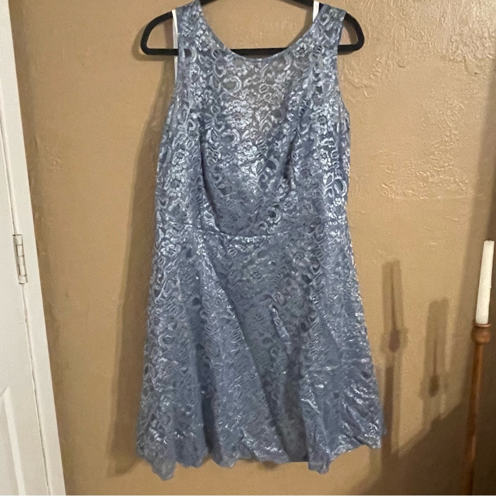 David’s Bridal Plus Lace Short Dress 22 iridescent lace